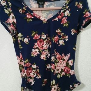 Navy blue floral top